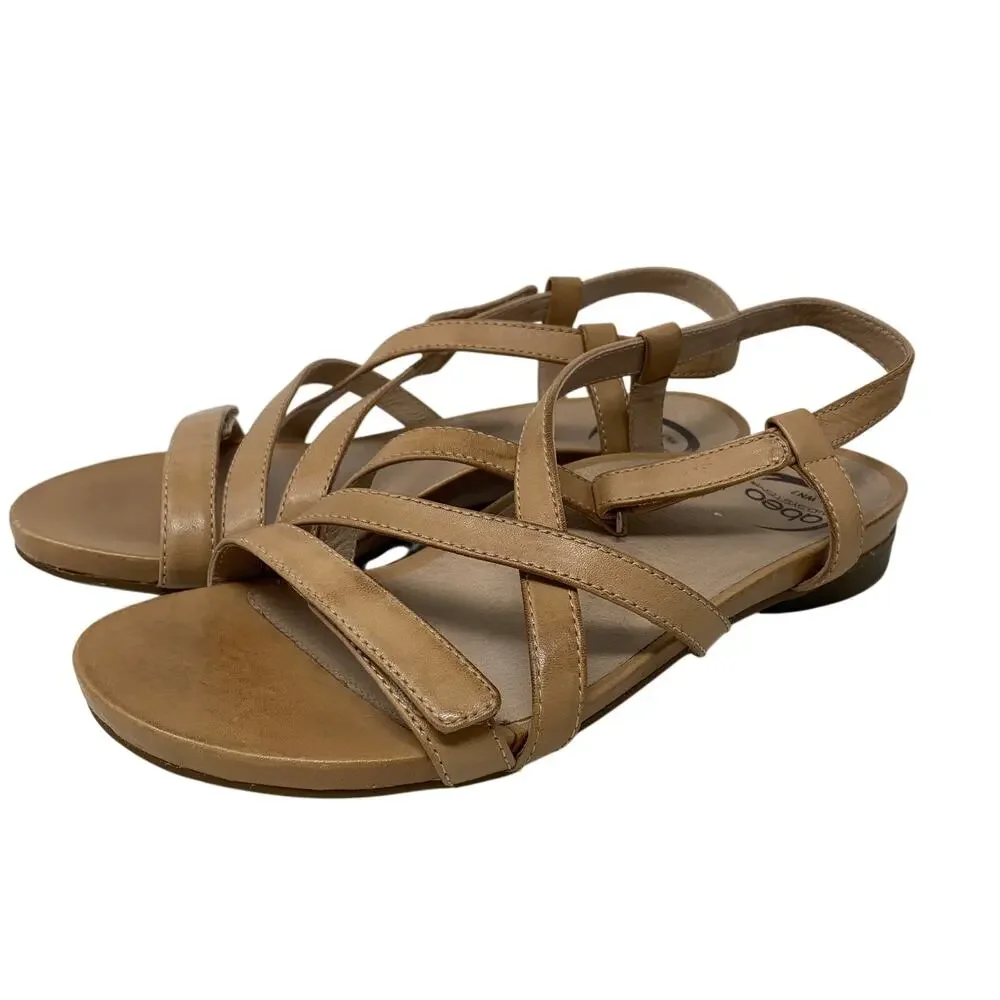 Abeo Samantha Ankle Strap Sandals Womens Size 7 Neutral Tan Leather